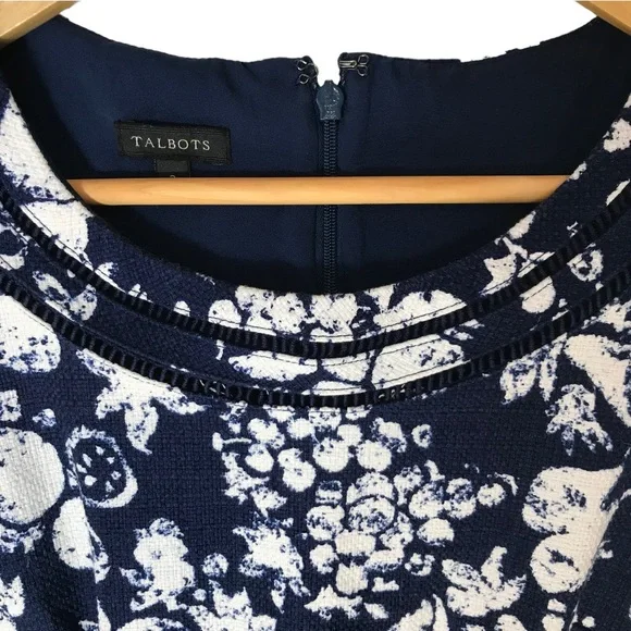 Talbots Blue and White Print Shift/Sheath Dress - Picture 10 of 15